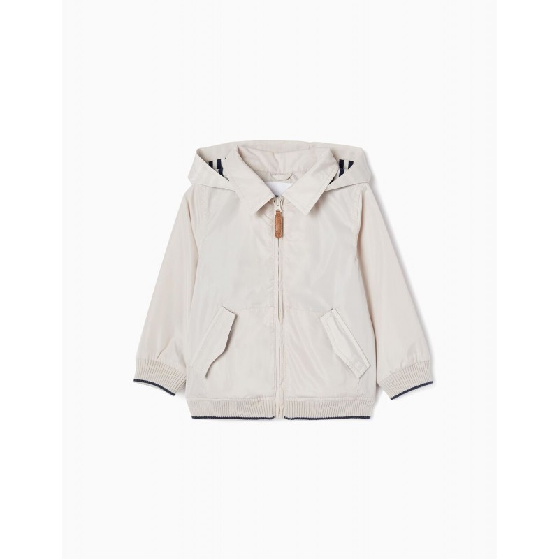 WINDBREAKER WITH REMOVABLE HOOD FOR BOYS, BEIGE