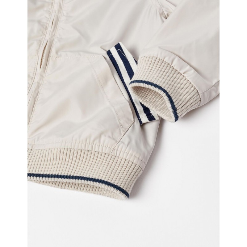 WINDBREAKER WITH REMOVABLE HOOD FOR BOYS, BEIGE