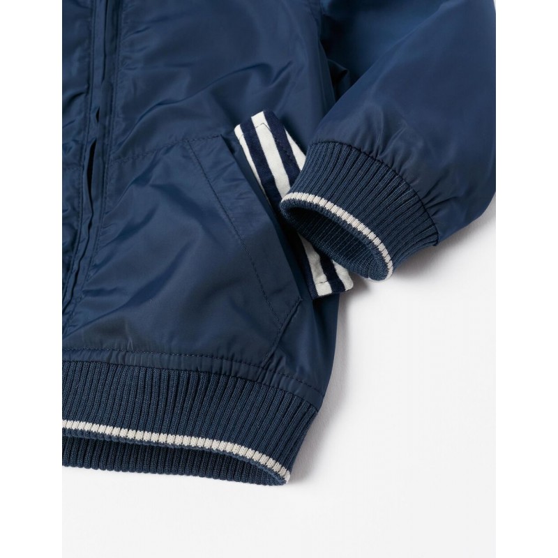 WINDBREAKER WITH REMOVABLE HOOD FOR BOYS, navy