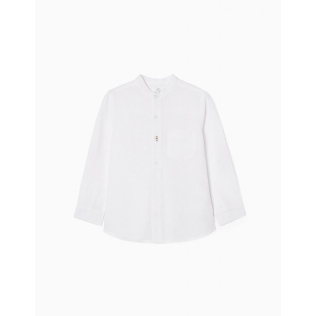 SHIRT WITH MAO COLLAR FOR BOYS, WHITE
