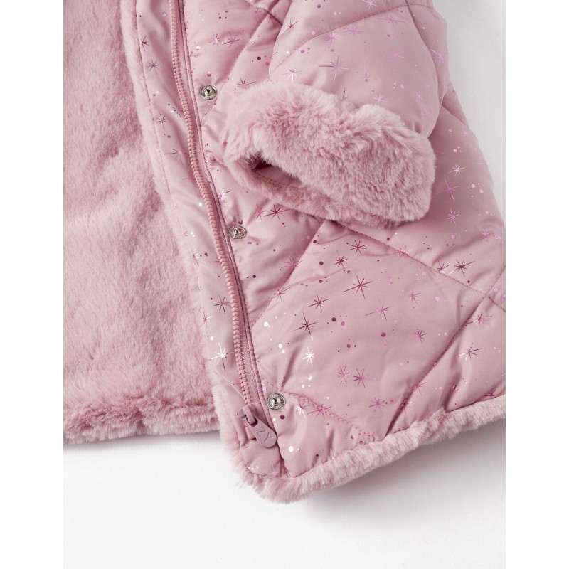 PADDED HOODED COAT FOR BABY GIRL, PINK