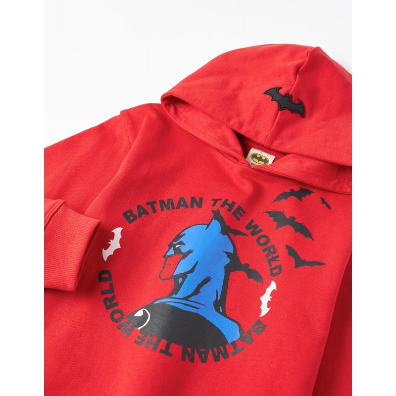COTTON HOODED SWEATSHIRT FOR BOYS 'BATMAN', RED