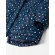  HOODED JACKET WITH POLKA DOTS FOR GIRLS, DARK BLUE