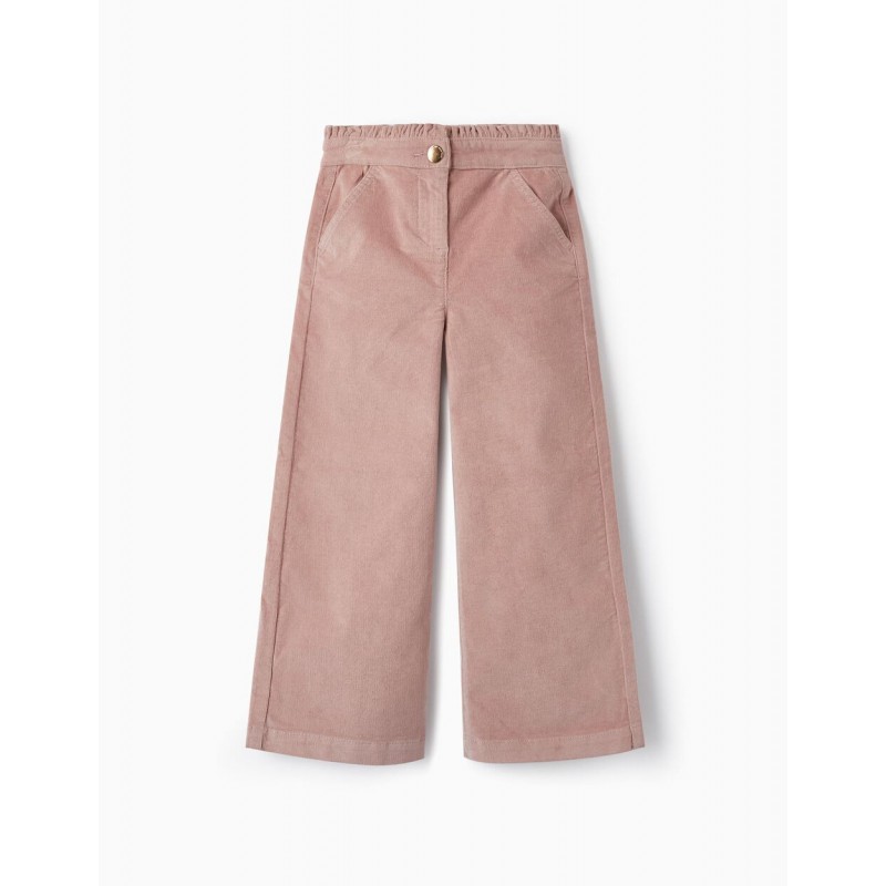 PAPERBAG TROUSERS IN CORDUROY FOR GIRLS, LIGHT PINK
