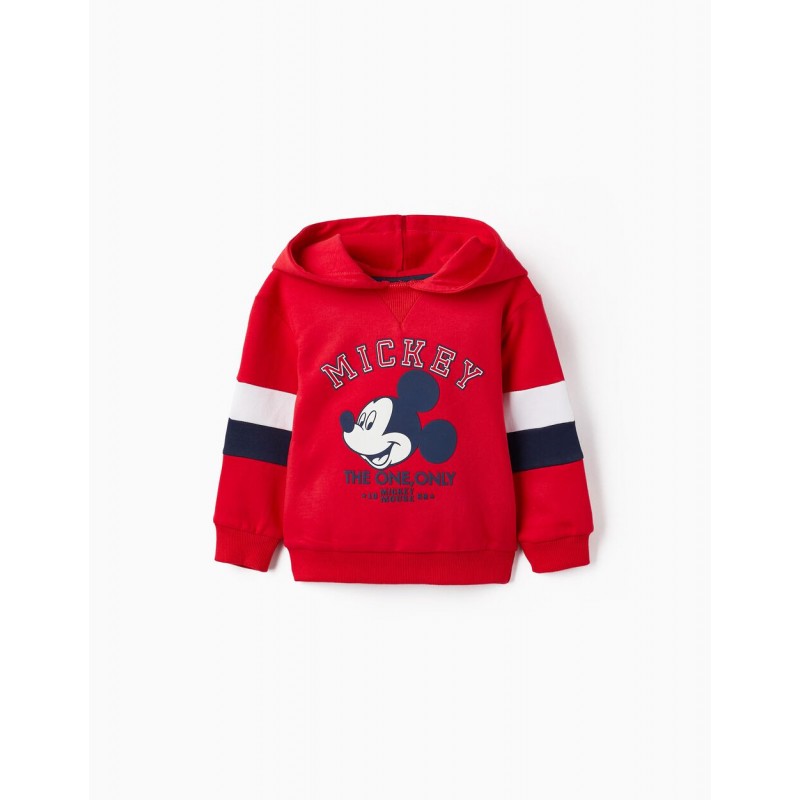 COTTON HOODED SWEATSHIRT FOR BABY BOYS 'MICKEY', RED