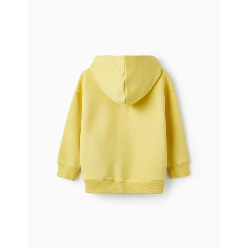 HOODED SWEATSHIRT IN COTTON FOR BOYS, YELLOW