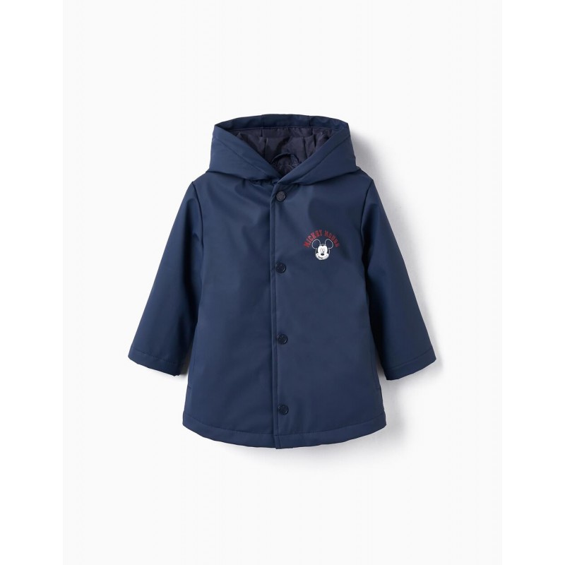 RUBBER PARKA WITH HOOD FOR BABY BOYS 'MICKEY', DARK BLUE