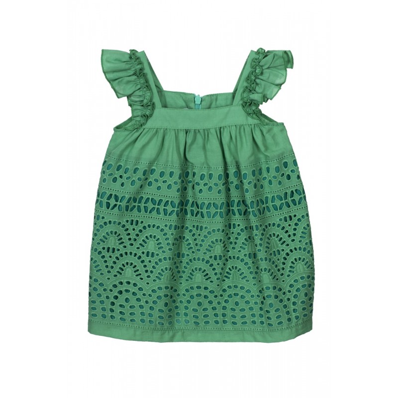green embroidered dress for baby girls