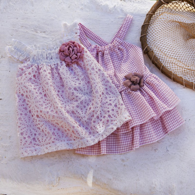 white/pink embroidered dress for baby girls