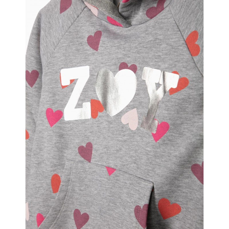 Hoodie with colored hearts