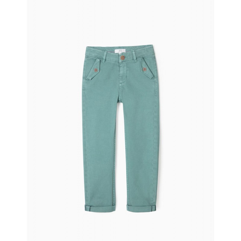 Twill Chino trousers in Aqua Green
