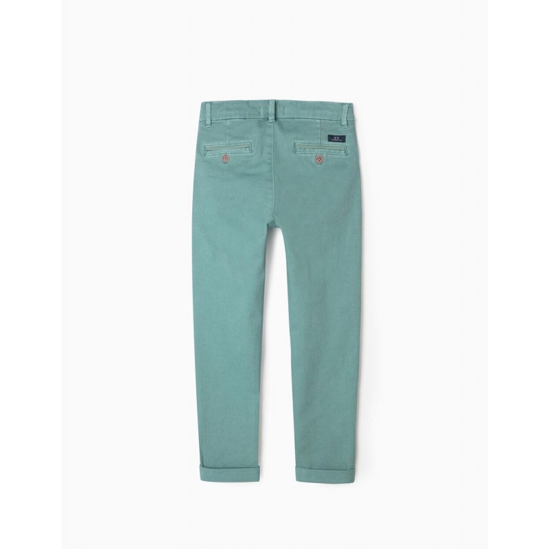 Twill Chino trousers in Aqua Green