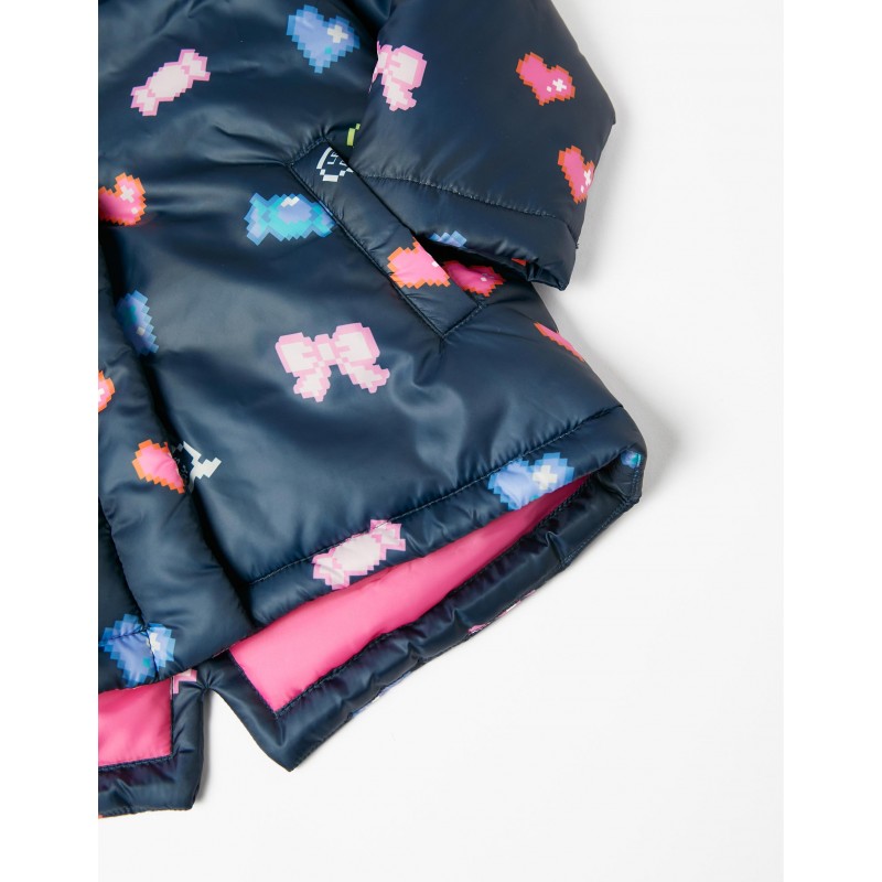Dark blue quilted jacket for girls