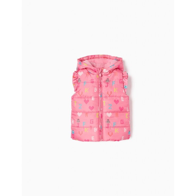 PADDED GILET WITH POLAR LINING FOR GIRLS, PINK