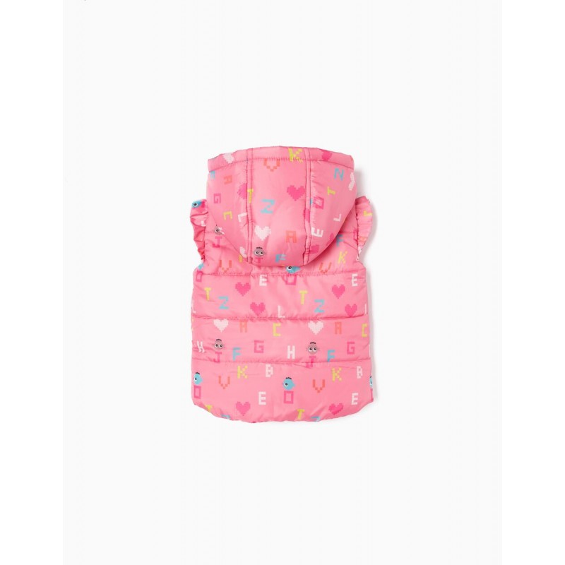 PADDED GILET WITH POLAR LINING FOR GIRLS, PINK