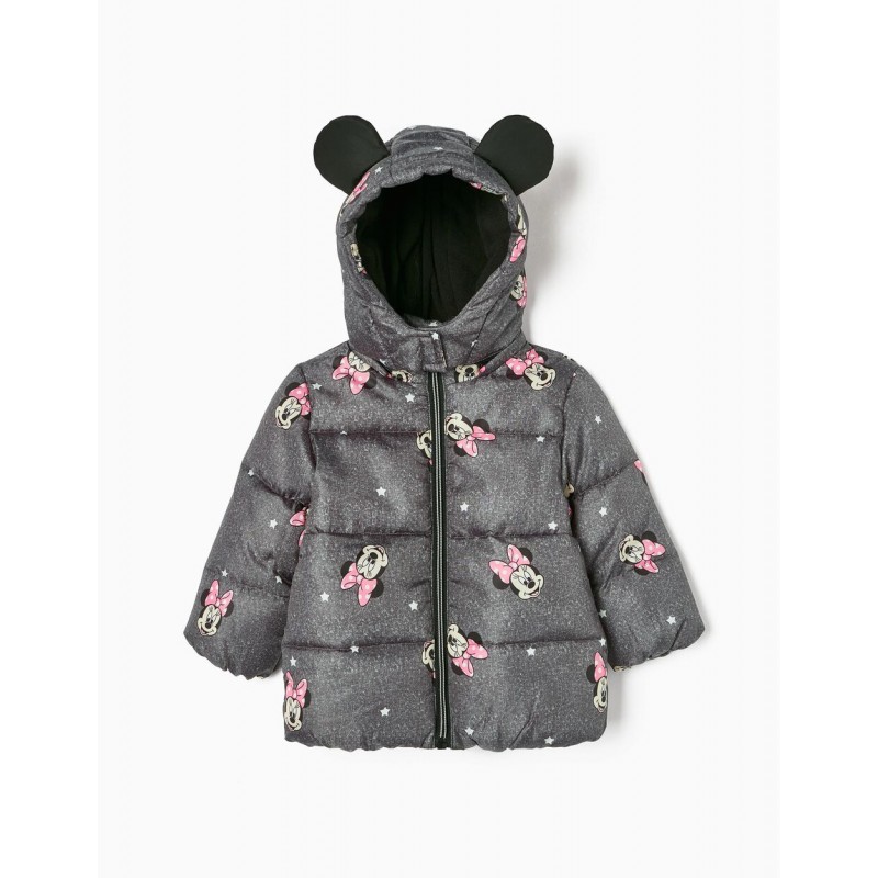 QUILTED JACKET WITH REMOVABLE HOOD FOR BABY GIRL 'MINNIE', GREY