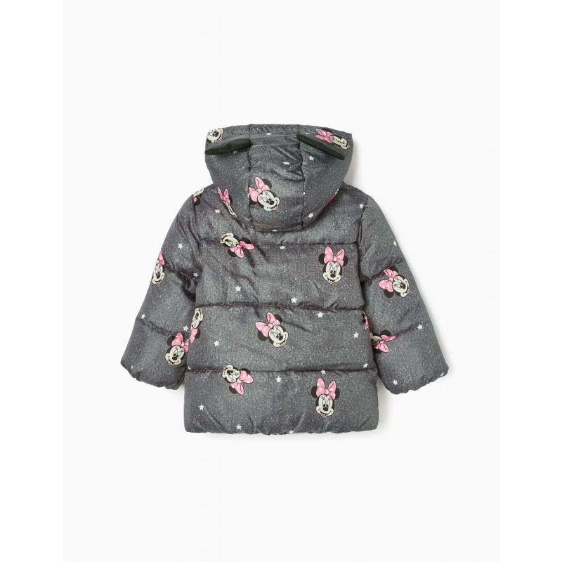QUILTED JACKET WITH REMOVABLE HOOD FOR BABY GIRL 'MINNIE', GREY