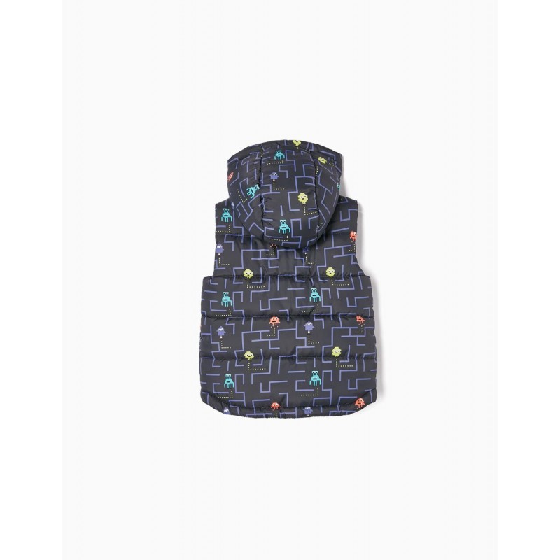 PADDED GILET WITH JERSEY LINING FOR BOYS, DARK/LIGHT GREY