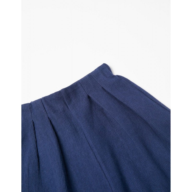  COTTON CULOTTE TROUSERS FOR GIRLS, DARK BLUE