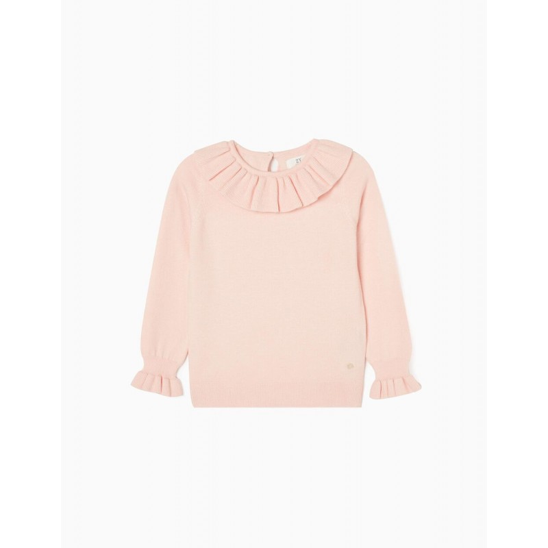 JUMPER WITH RUFFLES FOR GIRLS, LIGHT PINK