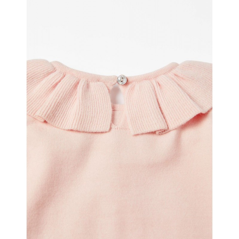 JUMPER WITH RUFFLES FOR GIRLS, LIGHT PINK