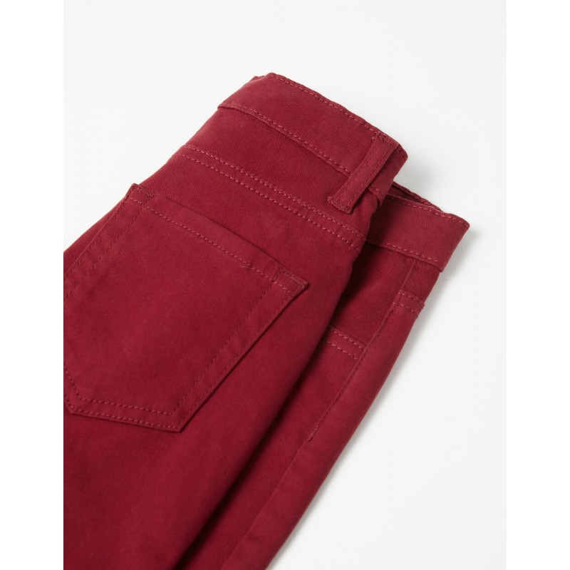 COTTON TWILL TROUSERS FOR BOYS 'SLIM FIT', red