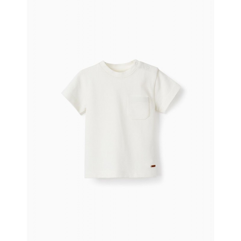 White short-sleeved T-shirt for baby boys