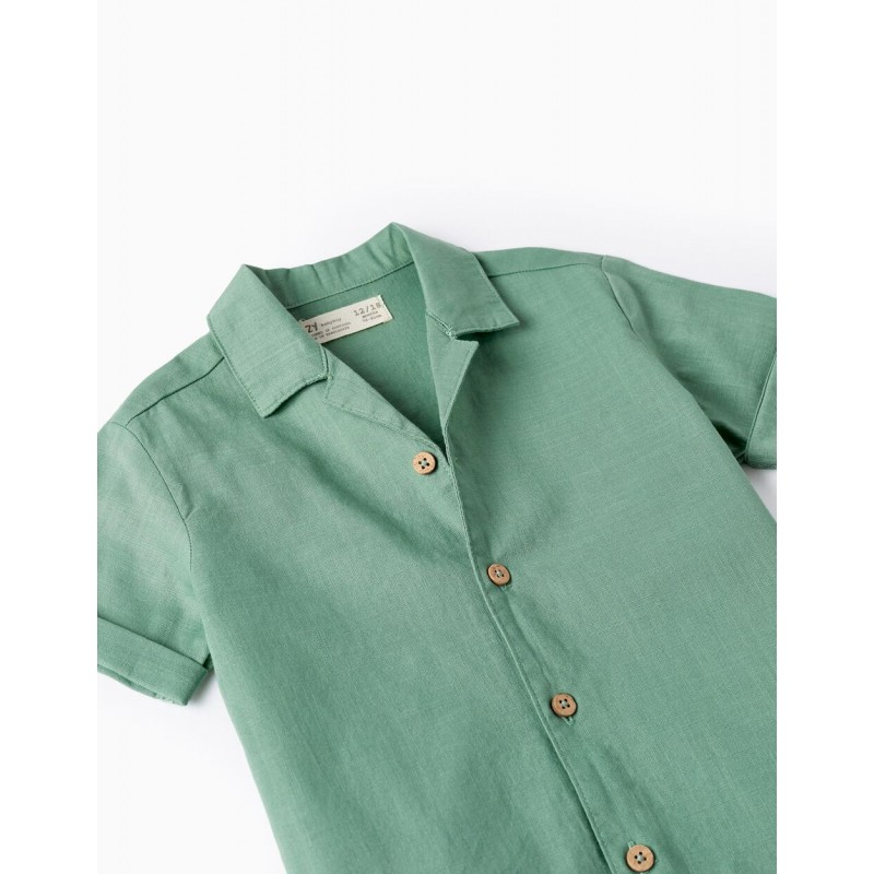 Σετ βαμβακερό πουκάμισο / σορτς, πράσινο  6-36μ