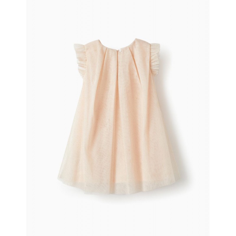 Φόρεμα τούλινο ροζ/μπεζ με χρυσά glitter, 6-36