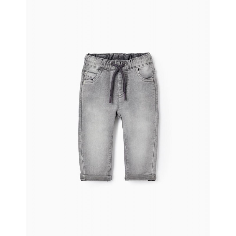 Grey denim trousers for baby boys