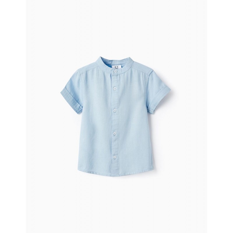 Light blue short-sleeved shirt for baby boys,