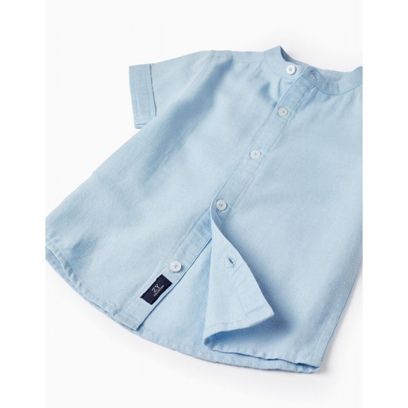 Light blue short-sleeved shirt for baby boys,