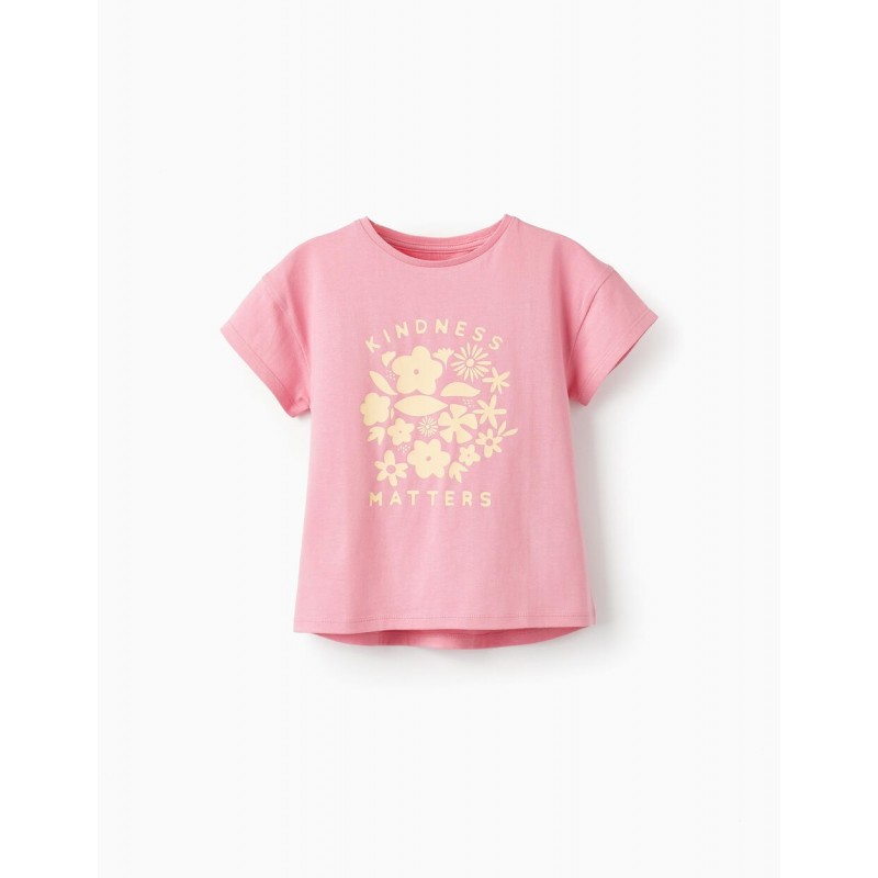 Μπλούζα κ/μ ροζ KINDNESS MATTERS, κορίτσι 3-13