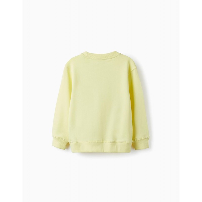 Yellow sweatshirt for boys, 100% cotton.