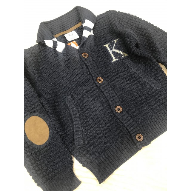 blue knitted baby cardigan